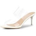 thumbnail image 1 of BLISSFUL STEP Sandales à Talons Aiguilles Transparentes pour Femmes à Bout Ouvert à Enfiler Blanches 8, 1 of 6