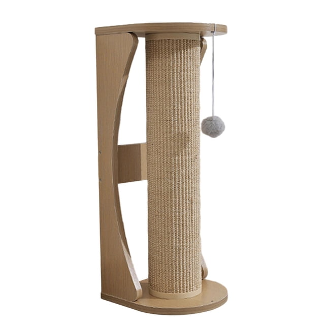 Cats Scratch Post with Interactive Ball Toy Vertical Scratcher Cat Climbing Pole Khaki Beige 63x25cm