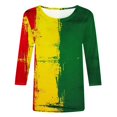 thumbnail image 4 of Fridja Chemises en Solde pour Femmes Manches 3/4 Col Rond Hauts Femmes Printemps Été Décontracté Ample Rayé Imprimé Blouses de Plage Vacances (Multicolore, TG), 4 of 5