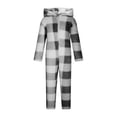 thumbnail image 2 of Combinaison à Manches Longues pour Filles, Combinaison à Capuche à Carreaux à Manches Longues, Tenue de Nuit Décontractée d'Hiver avec Chaleur, Rouge, Manches Longues, 2 of 6