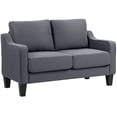 thumbnail image 1 of HOMCOM Causeuse, Canapé en Lin avec Ressorts Ensachés, Gris Anthracite, 1 of 10