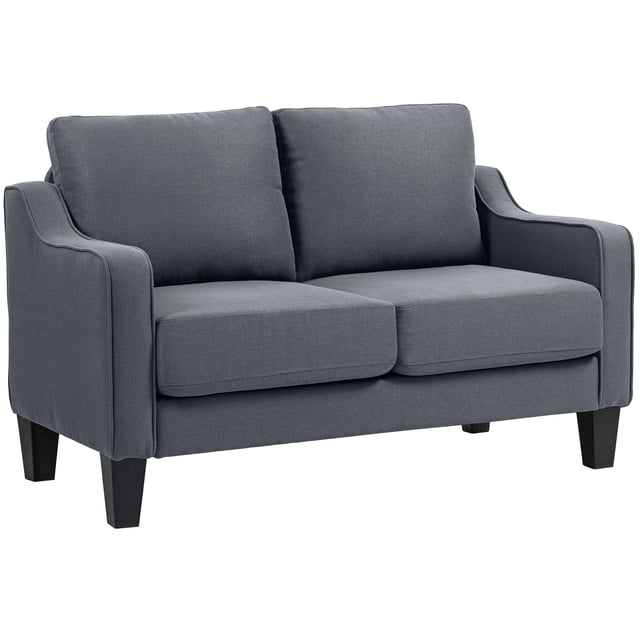HOMCOM Causeuse en Gris Anthracite, au design Moderne avec Tissu en Lin Respirant et Rembourrage à Ressorts Ensachés pour le Confort. la Causeuse Comprend des Coussins Épais, un Cadre en Panneaux Multicouches pour la Durabilité, et Mesure 53,5 Pouces de Large, 30,3 Pouces de Profondeur et 33,9 Pouces de Hauteur. Convient aux Installations Contemporaines de Salon.