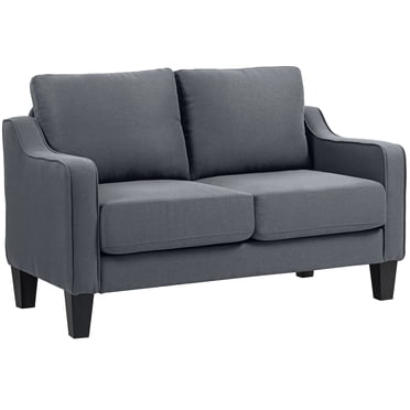 HOMCOM Causeuse, Canapé en Lin avec Ressorts Ensachés, Gris Anthracite