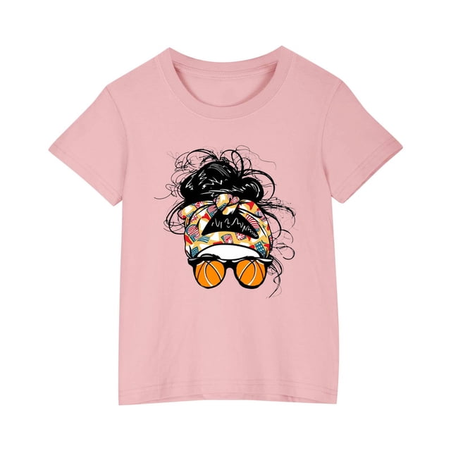 Économies d'Été! SROBPTY T-Shirts à Manches Courtes pour Tout-Petits, T-Shirt Mode à Col Rond Imprimé pour Garçons et Filles Tout-Petits, Haut à Manches Courtes Rose, 3 Ans