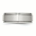 thumbnail image 3 of Stainless Steel Ridged Edge 8mm Brushed and Polished Band Ring 13.5 Size, 3 of 5