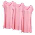 thumbnail image 1 of Timegard Robe de Nuit pour Femmes Pyjama 3 Pcs Col Rond Manches Courtes Ample Confortable Mi-Longue Robe de Maison, 1 of 3
