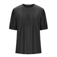thumbnail image 5 of Liquidation d'Économies! T-Shirt Grande Taille pour Femmes, Blouse à Manches Courtes d'Été pour Femmes, Blouses à Manches Courtes et Col Rond de Couleur Unie pour Femmes, 5 of 5