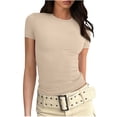 thumbnail image 2 of BVOFAR Hauts Côtelés d'Été pour Femmes 2025 Col Rond Manches Courtes T-Shirts Décontractés Confortables Coupe Ajustée, 2 of 5