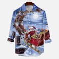 thumbnail image 2 of Pompotops Chemise à Manches Longues pour Hommes avec Boutons, Imprimé Père Noël, Col Rabattu, en Solde, 2 of 5