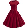thumbnail image 2 of EGNMCR Robes d'Été Femmes Tendance 2024 Femmes Vintage Manches Courtes 50s Ménagère Décontractée Soirée Fête Bal Robe, 2 of 7