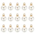 thumbnail image 1 of Unique Bargains Pendentifs Perles Factices 8 mm, Lot de 150 Perles Rondes Imitation Perle, Blanc Doré, 1 of 6