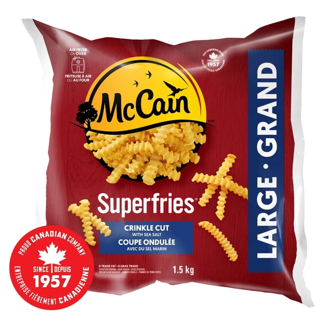 McCain® Superfries® Crinkle Cut Fries, Made in Canada from domestic and imported ingredients - 1.5kg, 1.5kg