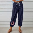 thumbnail image 2 of VEKDONE Womens Linen Long Pants Navy L, 2 of 6