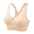thumbnail image 1 of FYEGRE Sports Bras for Women Full Support Front Zip Closure Compression Bras Post Surgery Wireless Racerback Sport Brassiere Beige M, 1 of 4