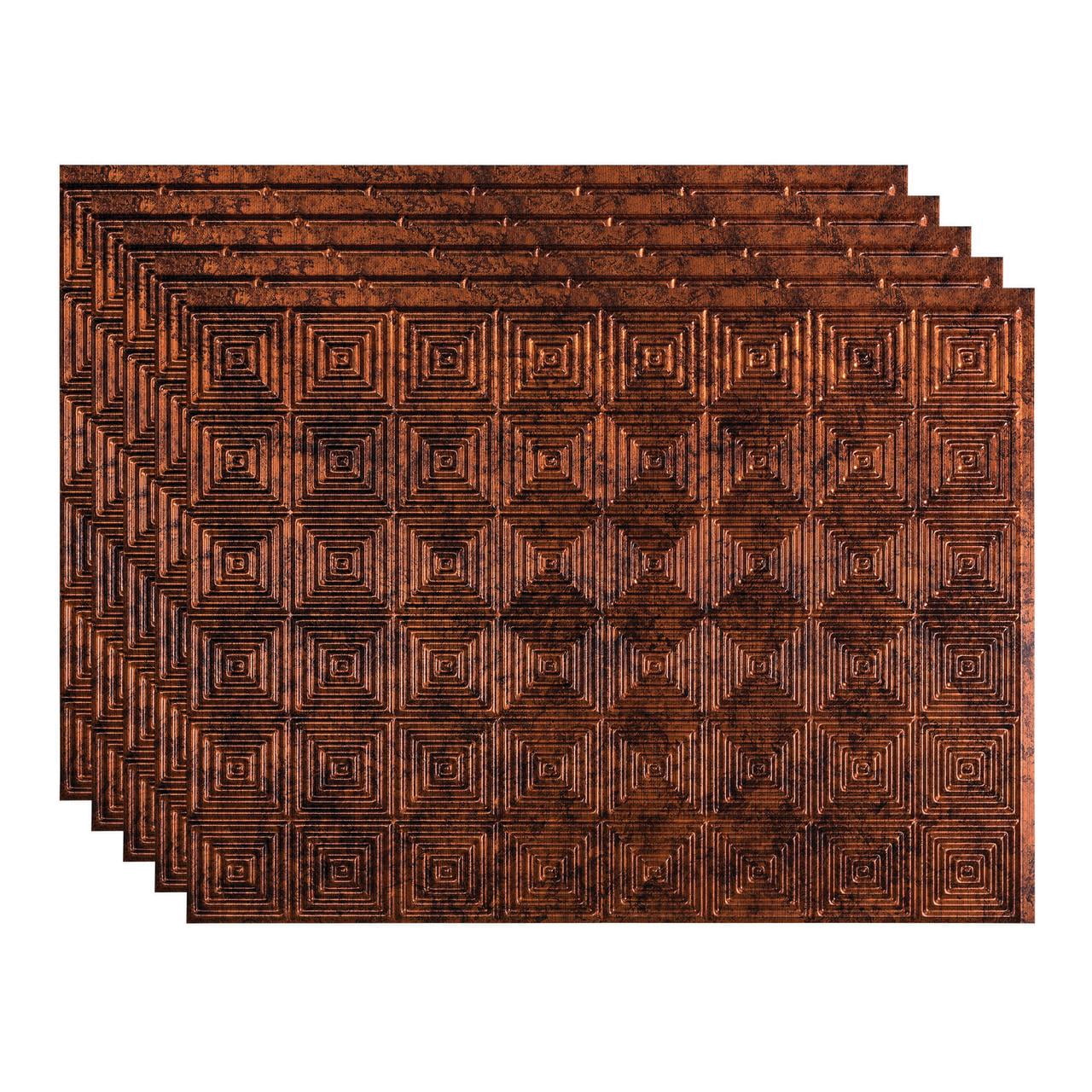 Fasade 18in x 24in Miniquattro Moonstone Copper Backsplash Panel 5 Pack