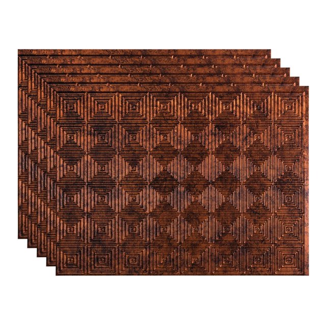 Fasade 18in x 24in Miniquattro Moonstone Copper Backsplash Panel 5 Pack