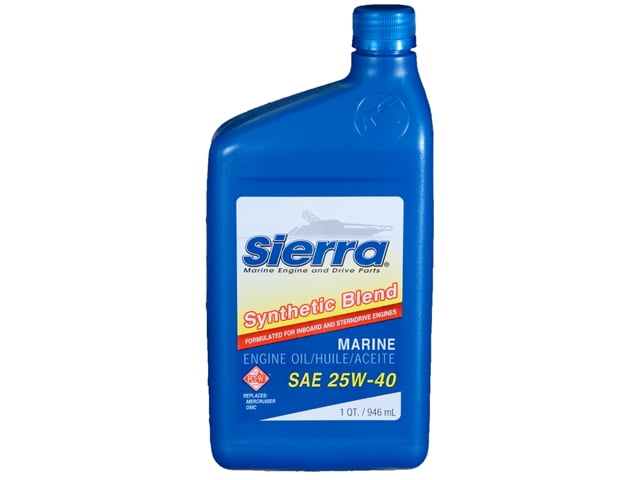 Sierra Marine Oil 18-9440-2 Marine Series; SAE 25W-40; Synthetic Blend; 1 Quart Bottle; Single; 4-Cycle Marine Engine Oil; NMMA FC-W/API-SL Certified