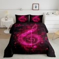 thumbnail image 2 of Musical Note Comforter Set Full Size 3 Pcs,Starry Rose Pink Sequins Print (Not Real) Chic Bedding Set,Romantic Glitter Music Theme Fashion Quilt Set for Teens Bedroom,2 Pillowcases, 2 of 6