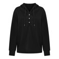 thumbnail image 4 of Women Fall Winter Solid Color V-Neck Button Crop Workout Long Sleeve Sexy Hoodied Tops Pullover Blouse, 4 of 9