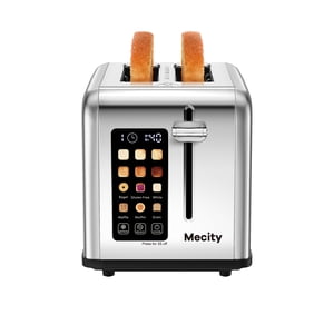Mecity 2 Ecran tactile de grille-pain de tranche 1.5" Large Fente, Grille pain en acier inoxydable intelligent pour Bagel Muffin Gluten sans pains, minuterie, défrost, réchauffer, 120V 825W