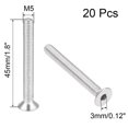 thumbnail image 2 of Unique Bargains M5x45mm Flat Head Machine Screws Inner Hex Screw 304 Stainless Steel Fasteners Bolts 20 Pcs, 2 of 3