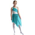 thumbnail image 1 of Jhaoyu Robe de Danse Lyrique Moderne Jazz pour Filles Enfants Robe Justaucorps Irrégulier Performance Danse Bleu Vert 14, 1 of 7