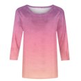 thumbnail image 5 of IROINID Économies Polyester T-Shirt à Manches Longues pour Femmes Loisirs Printemps Imprimé Manches Mi-Longues Col Rond Tee Hauts, Rose Vif, 5 of 5
