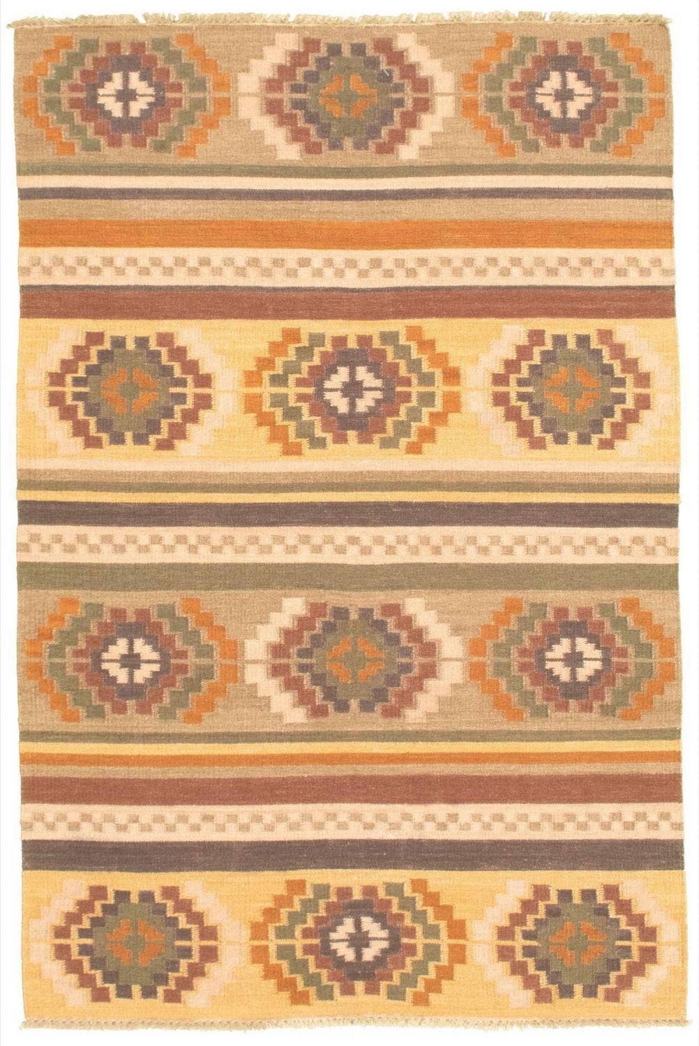 ECARPETGALLERY Tapis Fait à la Main pour Salon, Salle à Manger et Chambre à Coucher Géométrique Collection Organique & Pure 5'3" x 7'11" en Ivoire