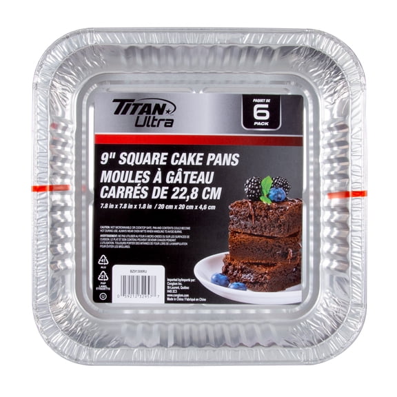 TITAN Ultra 9" Aluminium Square Cake Pan, 6 Count