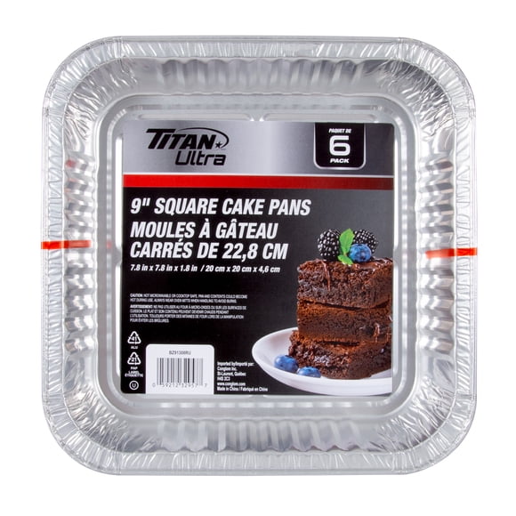 TITAN Ultra Moule carré à gâteau en aluminium 9 po, paquet de 6