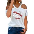 thumbnail image 1 of Birdeem Mode Femme Décontracté Col en V Blouse Imprimée Manches Courtes Épaules Dénudées T-Shirt Hauts d'Été, 1 of 8