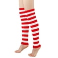 thumbnail image 1 of Men's Women's Winter Striped Pattern Knitted Yarn Warm Boot Leg Guards Foot Pile Socks, 1 of 4