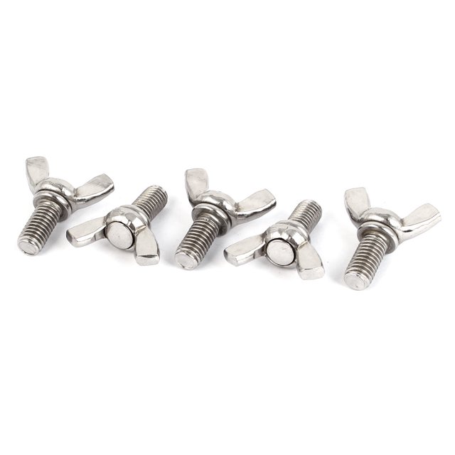 Unique Bargains Vis de Pouce Papillon en Acier Inoxydable 304 Métrique M8 Pas 1.25mm 5 Pcs