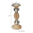thumbnail image 2 of Oval Raffia Metal Pillar Candlestick 11.25 ", 2 of 3
