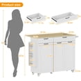 thumbnail image 4 of Rolling Kitchen Island with Drop Leaf, Kitchen Island Cart with Trash Storage Cabinet, Kitchen Rolling Island with Power Outlet, Spice Rack & Towel Rack, Knife Holder, 4 of 6