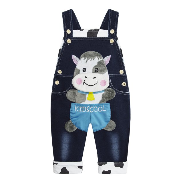 KIDSCOOL SPACE Salopette en Jean Tricot Doux en Coton pour Bébé 3D Dessin Animé 12M