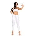 thumbnail image 1 of VIP Jeans Cute Cargo Mid Waisted Jogger Skinny Drawstring Plus Size 3XL, Color: White, 1 of 9
