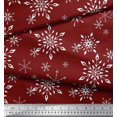 thumbnail image 2 of Soimoi Red Georgette Viscose Fabric Snow Flakes Floral Printed Fabric 1 Yard 42 Inch Wide, 2 of 5