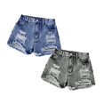 thumbnail image 1 of FhsagQ 2 Pack Girls Short Jeans Washed Distressed Denim Shorts with for Kids Summer Daily Wear Size 7-8 Years, 1 of 9