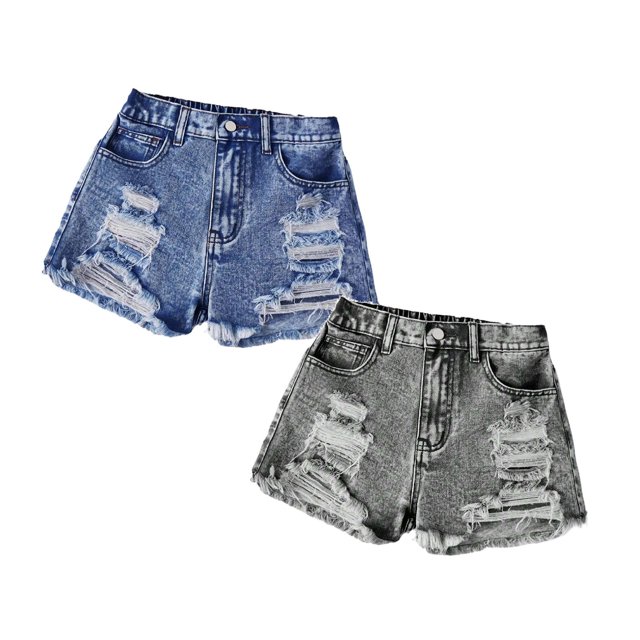 FhsagQ 2 Pack Girls Short Jeans Washed Distressed Denim Shorts with for Kids Summer Daily Wear Size 7-8 Years