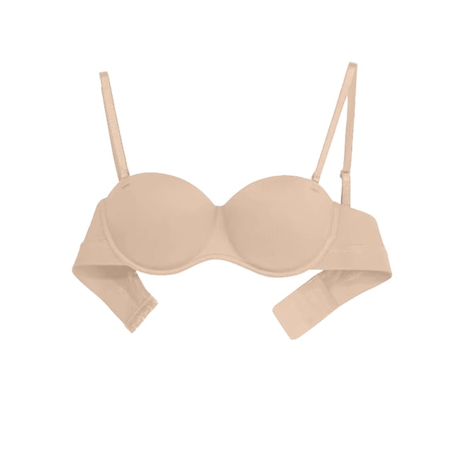 YUTK Plus Size Bras for Women - Women's Solid Color Seamless Underwear without Steel Rims Detachable Chest Sagging Wave Pattern Bra Beige L