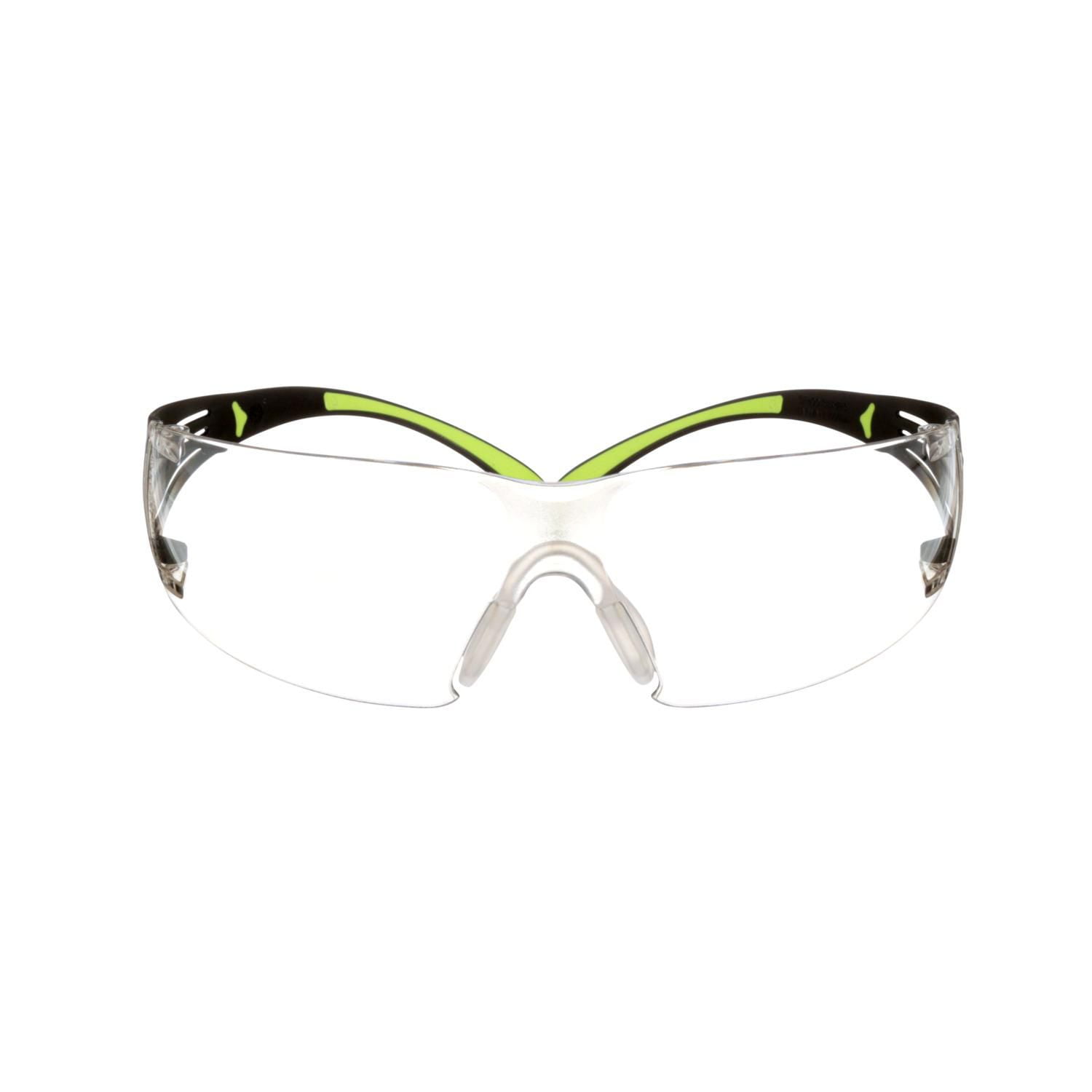 Lunettes de protection SF400M-WV-4-PS SecureFit(MC) 3M(MC) de Série 400, monture noire, accent vert, verres miroir antiégratignures,