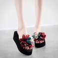 thumbnail image 2 of Fashion Women Slip-on Open Toe Wedges Heels Causal Flower Slipper Slides Shoes, 2 of 9