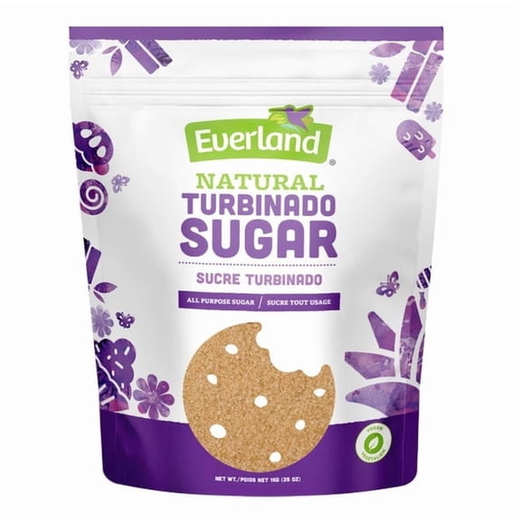 Everland Sucre Turbinado, 1 kg (Sucre de Canne Brut, Cristaux Naturels)