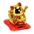 thumbnail image 2 of Waving Arm Fortune Cat Statue, Exquisite Gifting Bright  Luck Solar Powered Waving Cat Light Sensing Fun  For Office Chinese Character Champagne,Chinese Character Silver,Blessing, 2 of 8