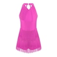 thumbnail image 2 of Ocealan Robe de Danse Latine Jazz pour Filles Enfants Costume de Danse Tango Rumba Samba Brillant Justaucorps à Franges Rose Vif 14, 2 of 5