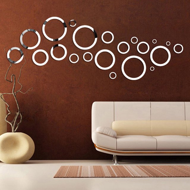 Cqxid Stickers Under $5 Decal Circles Wall Decor 3D Sticker Vinyl Home 24PCS Mural DIY Removable Home Decor