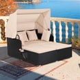 thumbnail image 1 of Costway Patio Rattan Daybed Lounge Retractable Top Canopy Side Tables Cushions Beige, 1 of 10