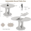 thumbnail image 2 of Virans 43.3"-59" Extendable Round Dining Table for 6-8,Kitchen Dining Table with Double Curved Base & Back Panel Buckle Top,Modern Circle Dinner Table for Kitchens,Dining Rooms,Living Rooms,White, 2 of 9