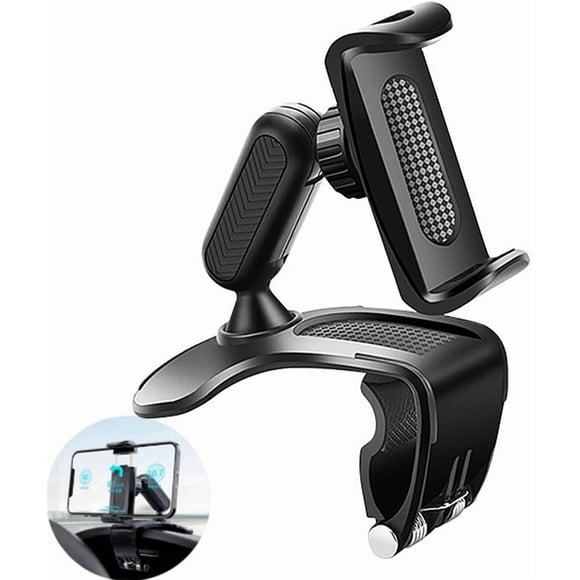 AJOHBM 3-in-1 Car Phone Holder for Dashboard, Rearview Mirror & Sun Visor with 360° Rotation, One-Hand Install Universal Clip Mount for 4.0"-7.0" Phones
